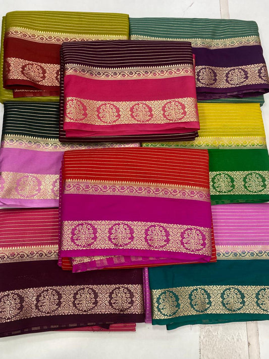 Mysore Crepe Lines Saree (2923C)