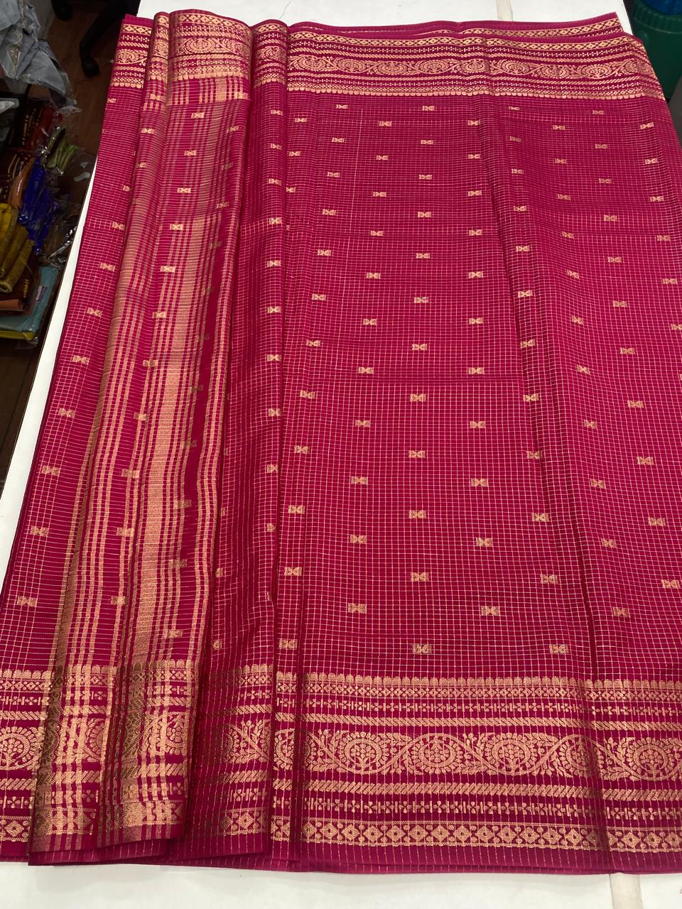 Crepe Checks Butta Saree (3048)