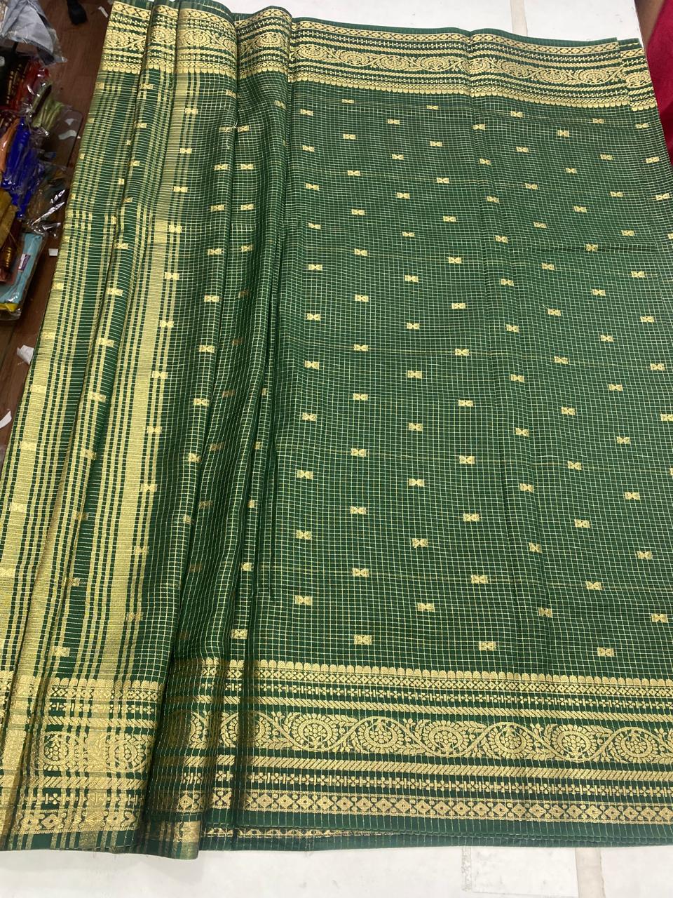 Crepe Checks Butta Saree (3048)