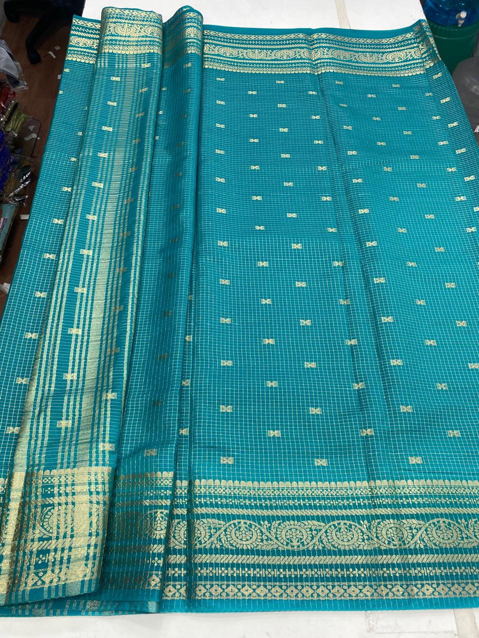Crepe Checks Butta Saree (3048)