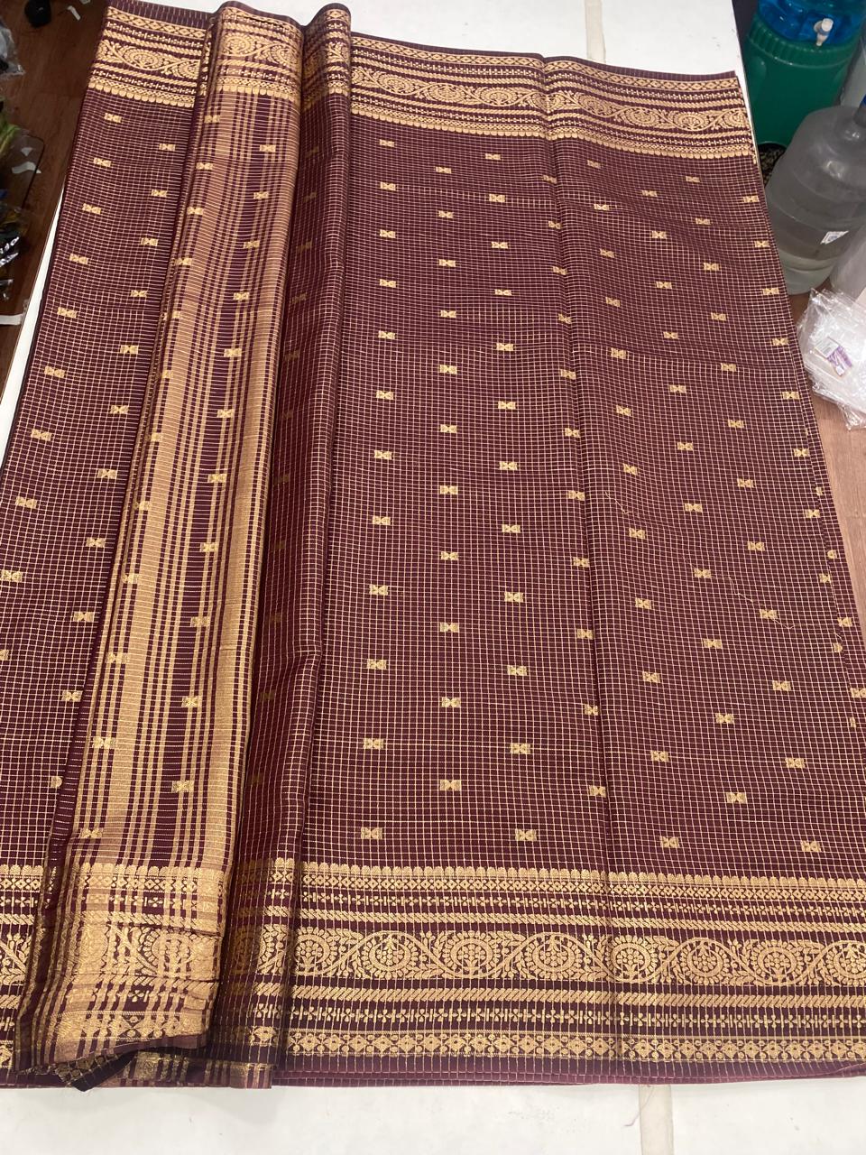 Crepe Checks Butta Saree (3048)