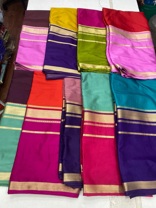 Mysore Crepe Big Border Saree  ( 2851A-R )