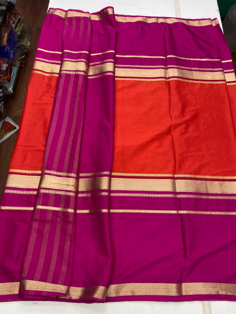 Mysore Crepe Big Border Saree (2851A)