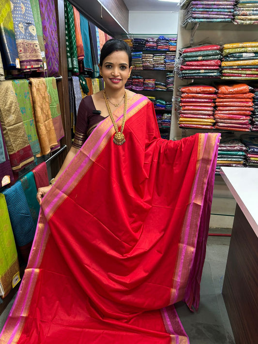 Mysore Crepe Zari Border Saree  ( 2962-R1 )