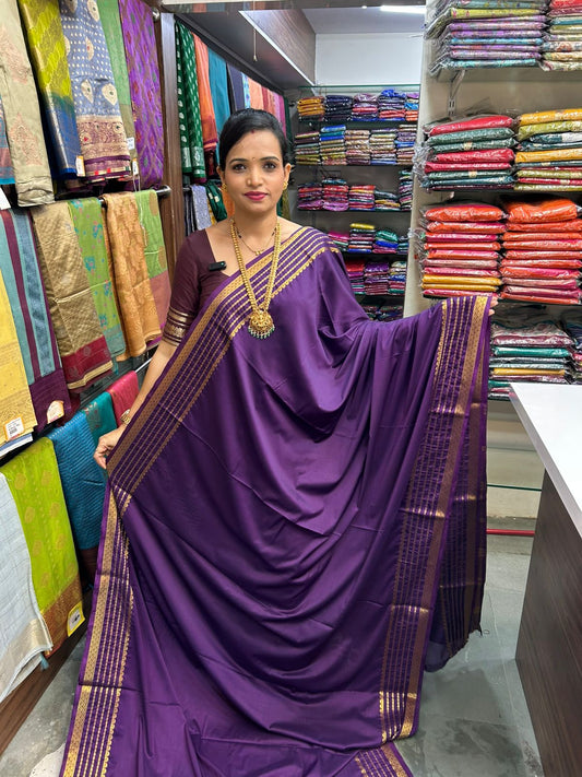 Mysore Crepe Purple Saree (2955)