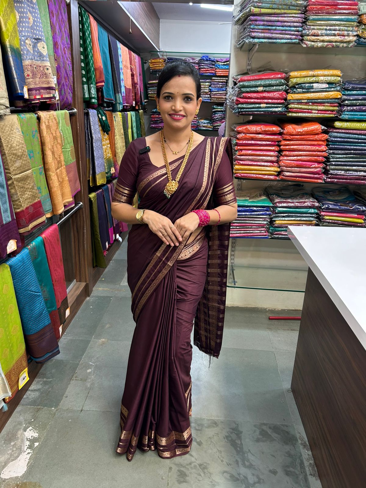 Mysore Crepe Chocolate Saree (2953)