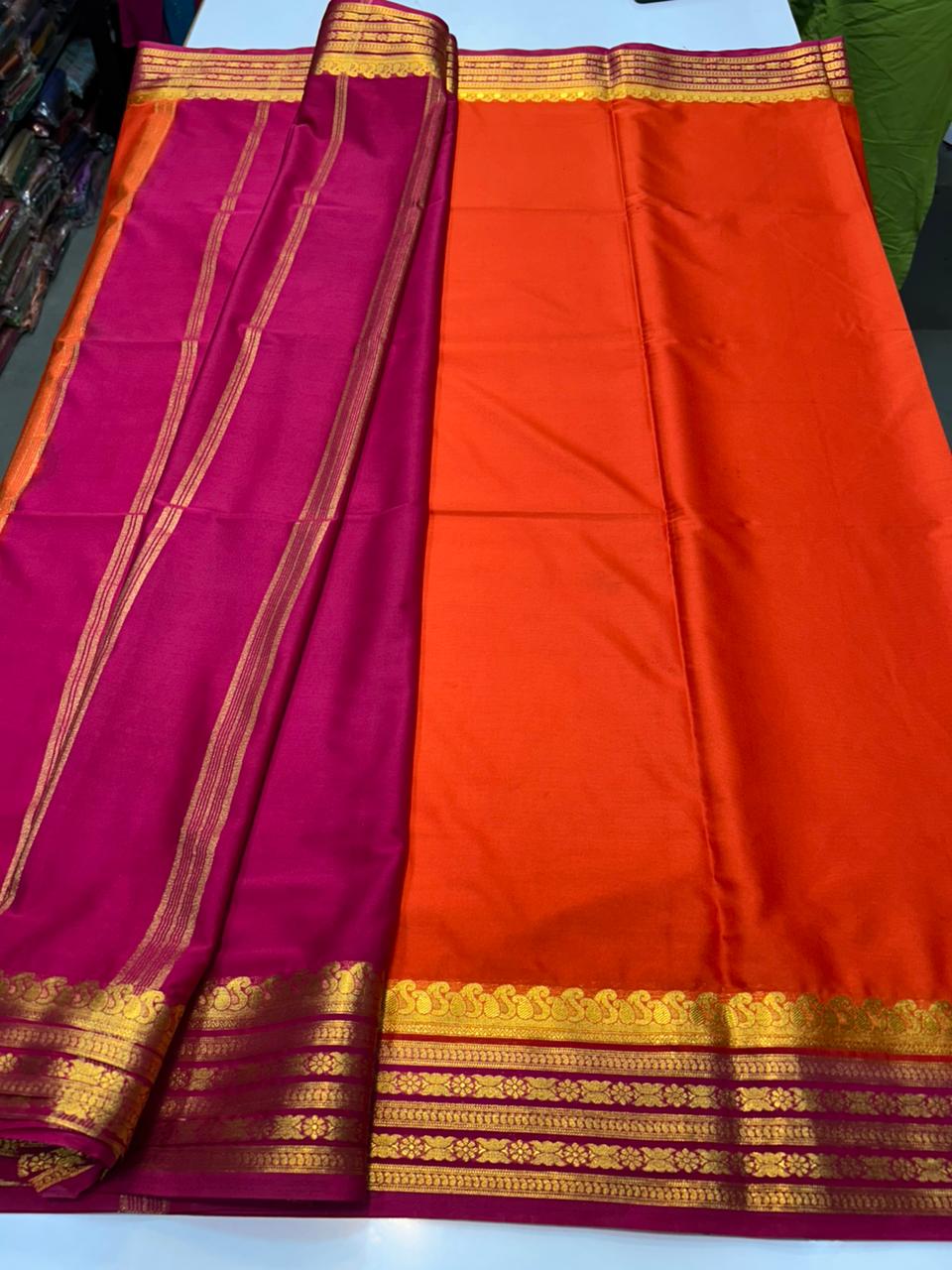 Crepe Plain Saree With Contrast Plain Blouse (2426B)