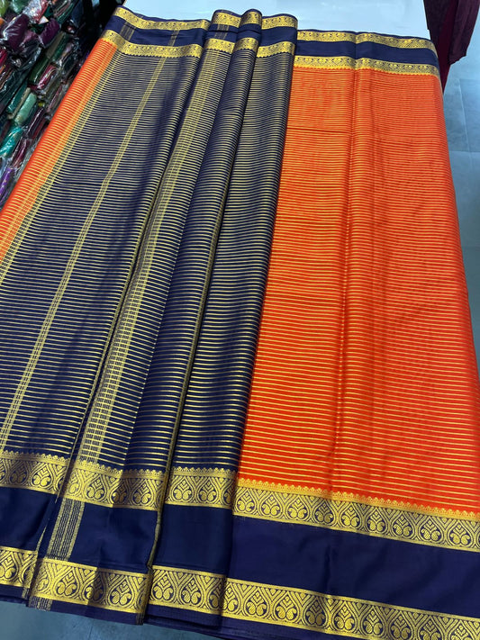 Crepe Lines Saree With Contrast Blouse (2439B)