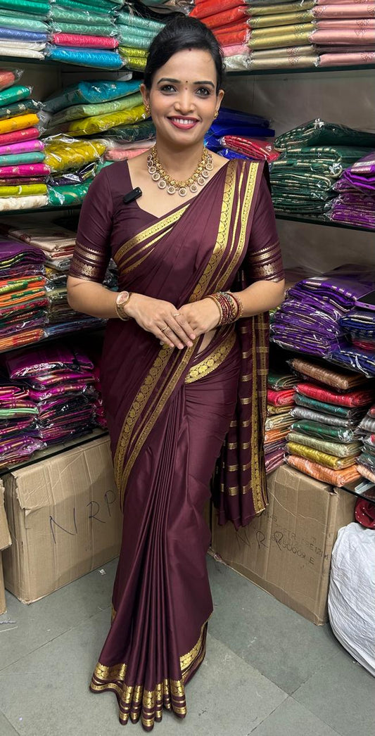 Mysore Crepe Chocolate Saree (2953)