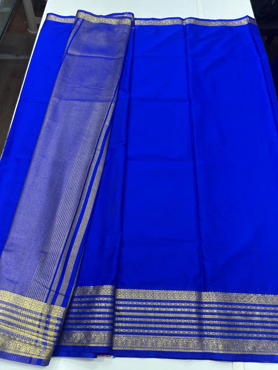 Mysore Crepe Royal Blue Saree (2555A)