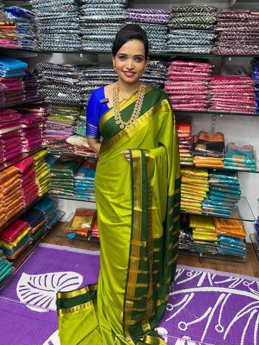 Mysore Crepe Olive Saree (2556A)