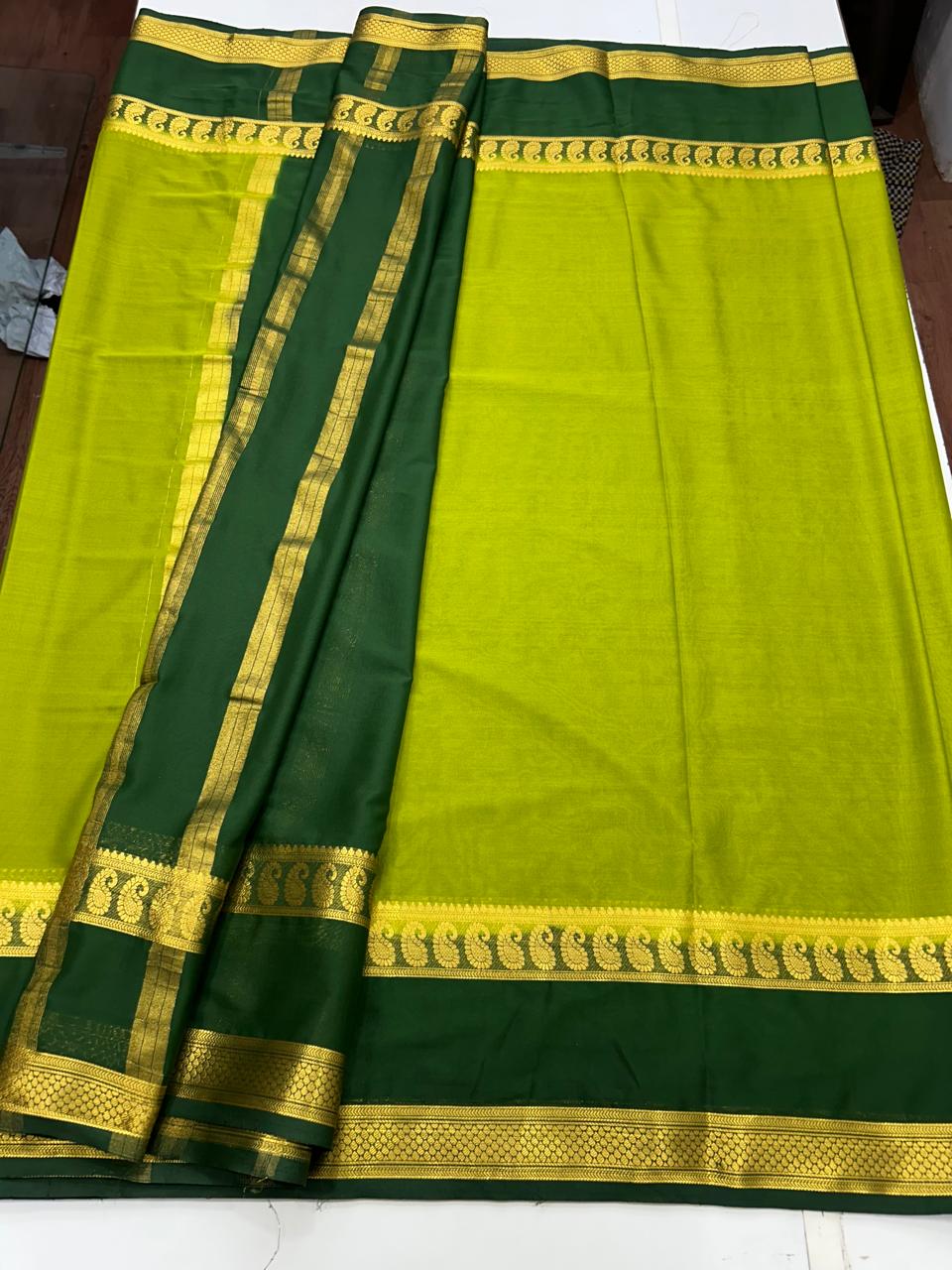 Mysore Crepe Olive Saree (2556A)