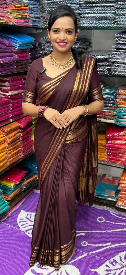 Mysore Crepe Chocolate Saree (2555D)