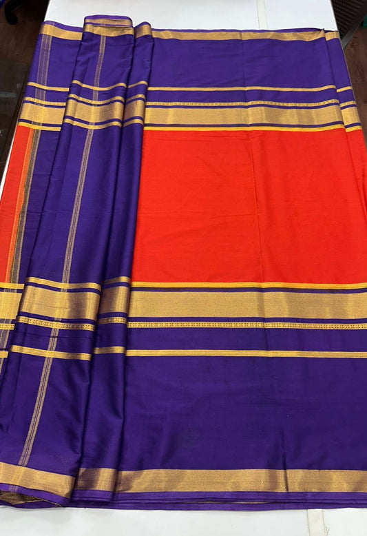 Mysore Crepe Orange Saree (2557)