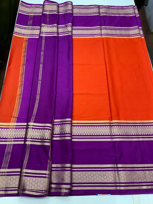 Mysore Crepe Orange Saree (2564B)