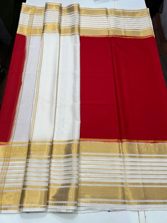 Mysore Crepe Red Saree (2564D)