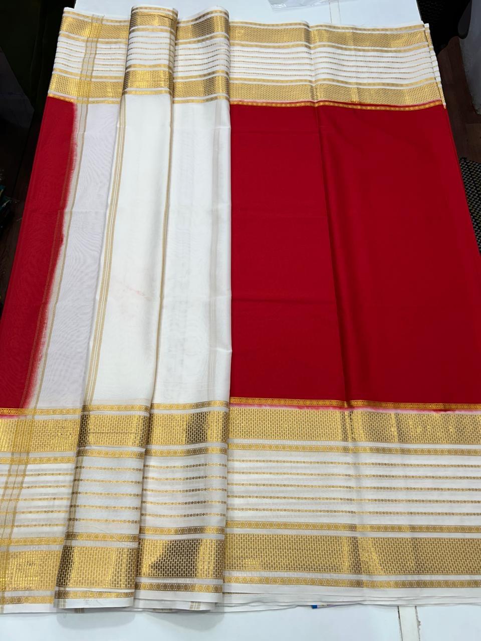 Mysore Crepe Red Saree (2564D)