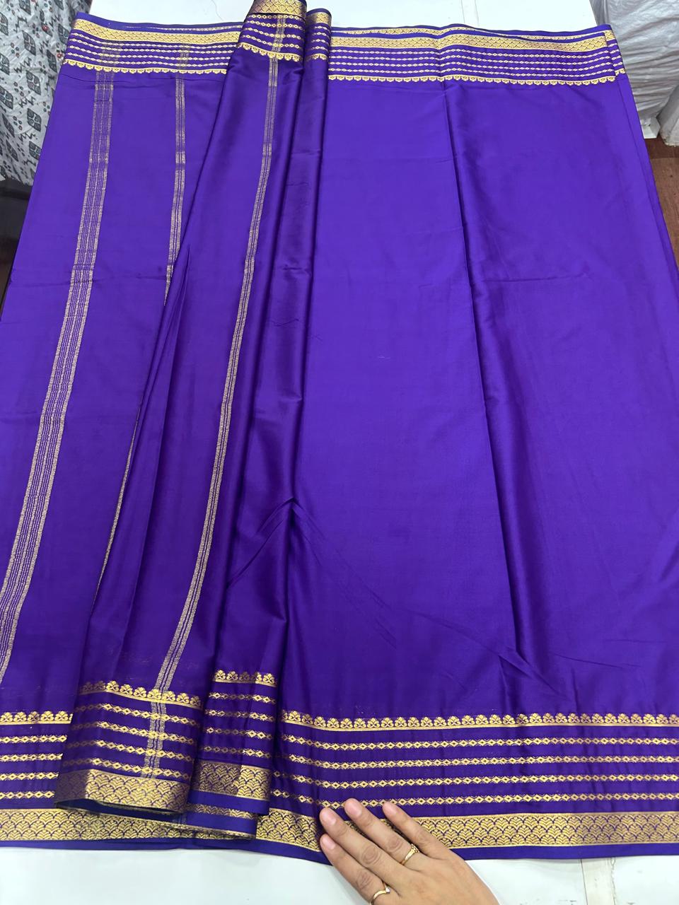Mysore Crepe Purple Saree (2555I)