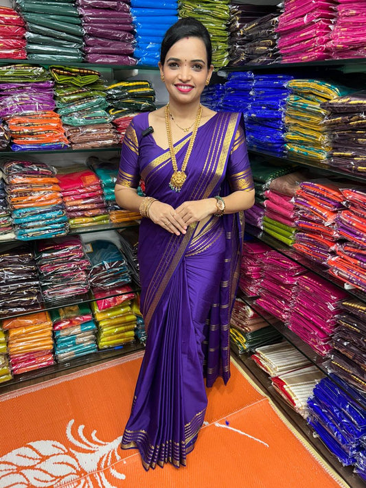 Mysore Crepe Purple Saree (2555I)