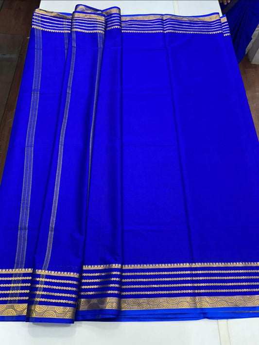 Mysore Crepe Royal Blue Saree (2566B)
