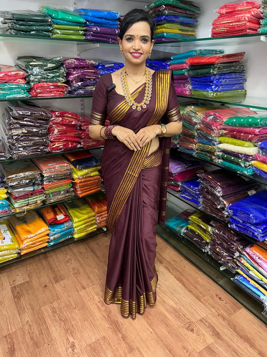 Mysore Crepe Chocolate Saree (2566D)