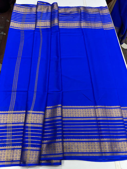 Crepe Plain Royal Blue Saree (2636A)