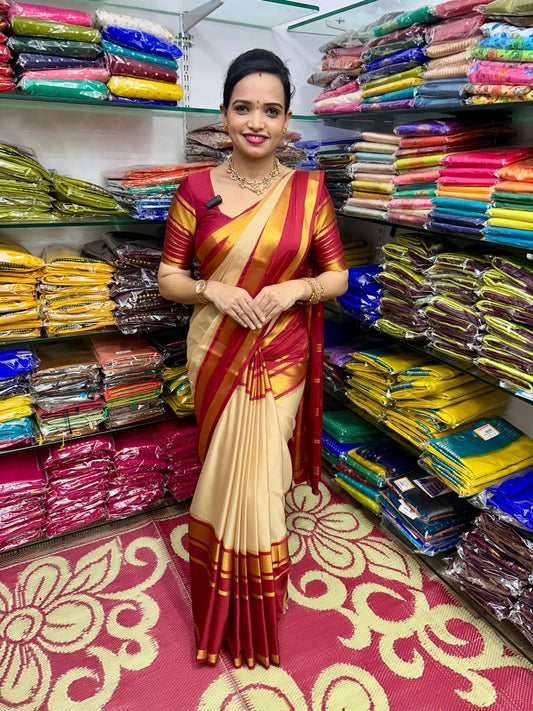 Mysore Crepe Saree Big 4line Border (2635A)