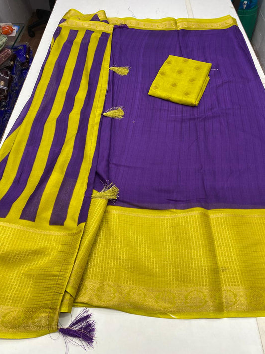 Fancy Georgette Purple Saree (2744)