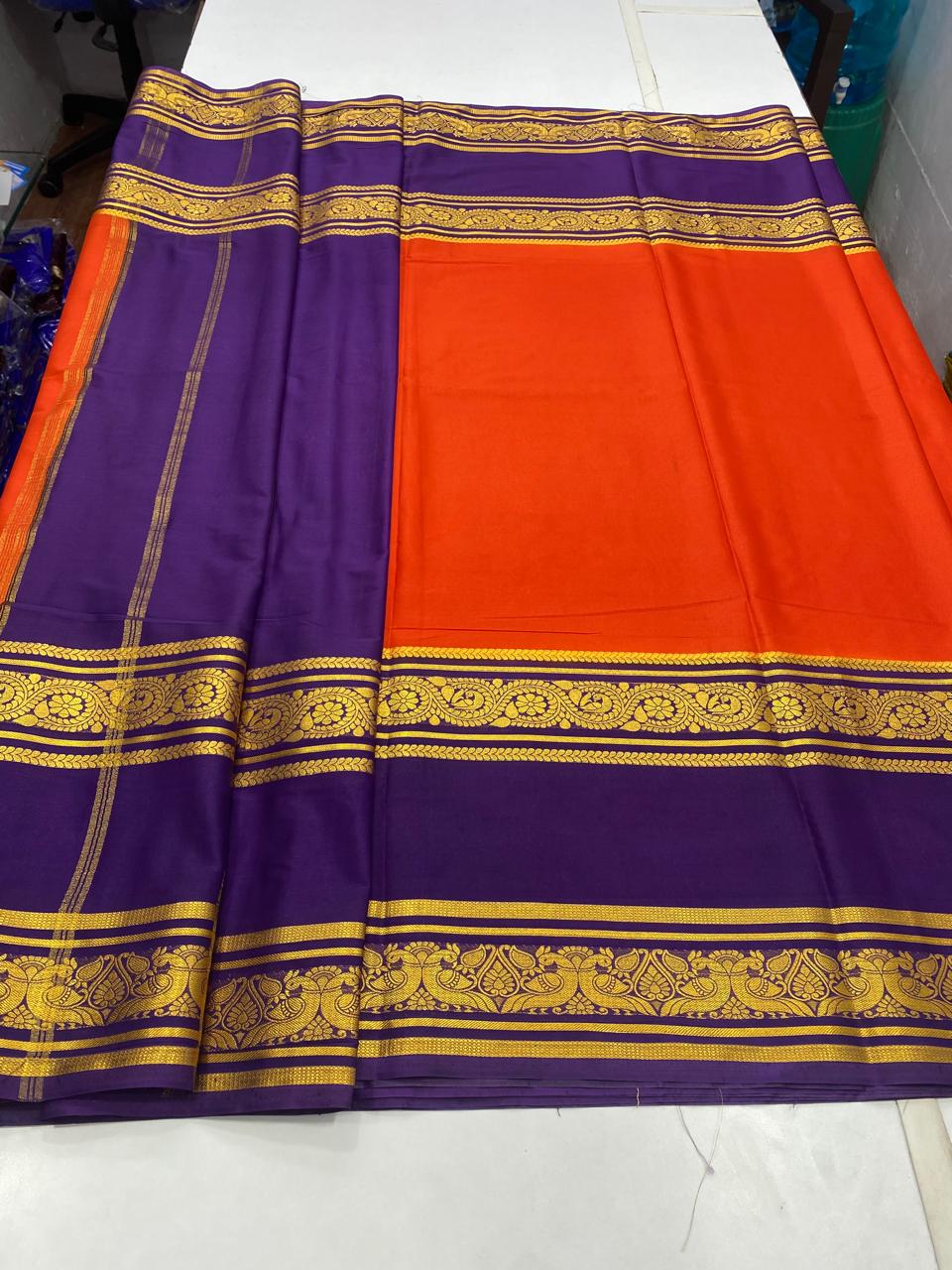 Mysore Crepe 2D Orange Saree (2756A)