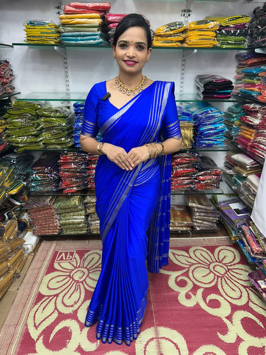 Mysore Crepe Royal Blue Saree (2758)