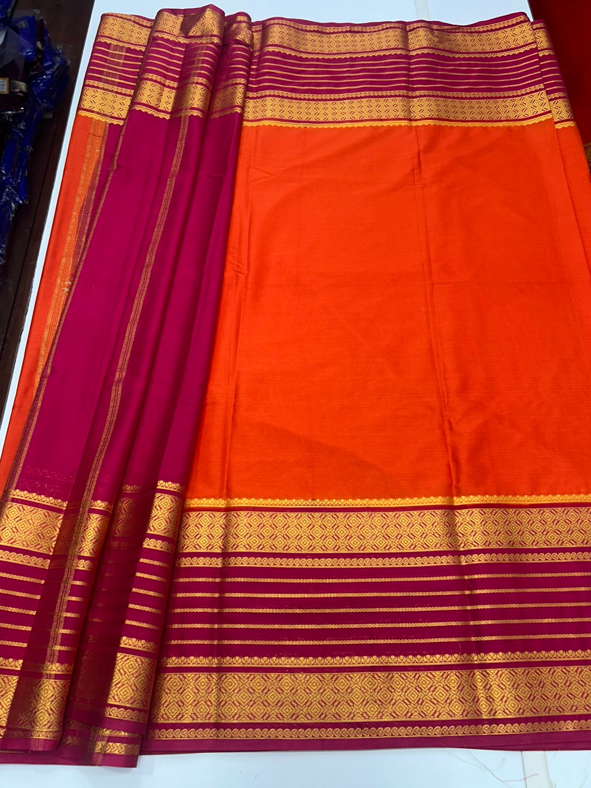 Mysore Crepe 2D Orange Saree (2759)