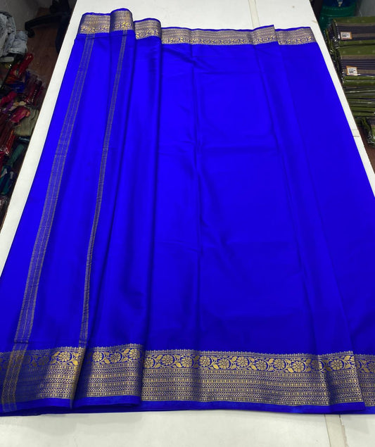 Mysore Crepe Royal Blue Saree(2792A)