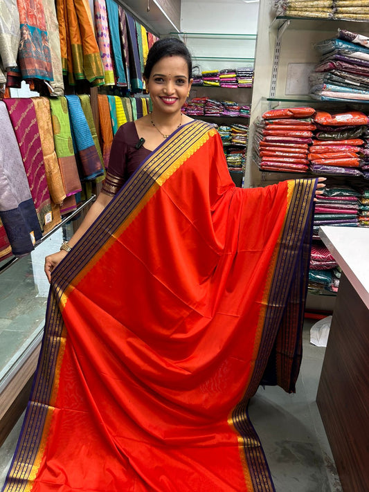 Mysore Crepe 2D Orange Saree (2766)