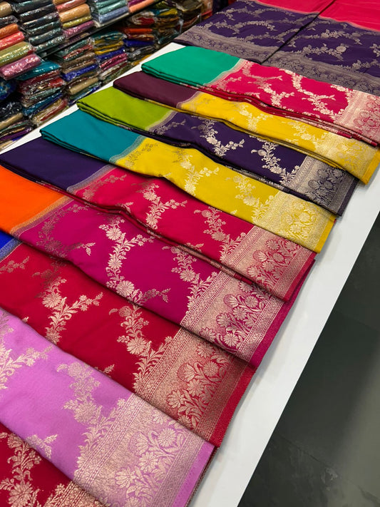 Khaddi Georgette Big Jal Border Saree (2893)