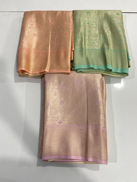 Semi Silk Tissue Broket Satin Saree (2787D)