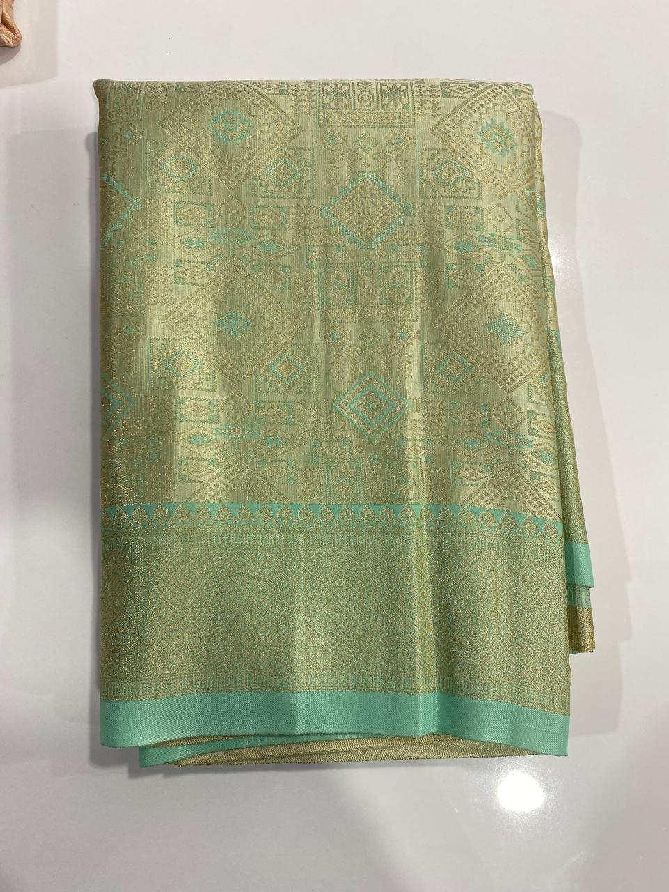 Semi Silk Tissue Broket Satin Saree (2787D)