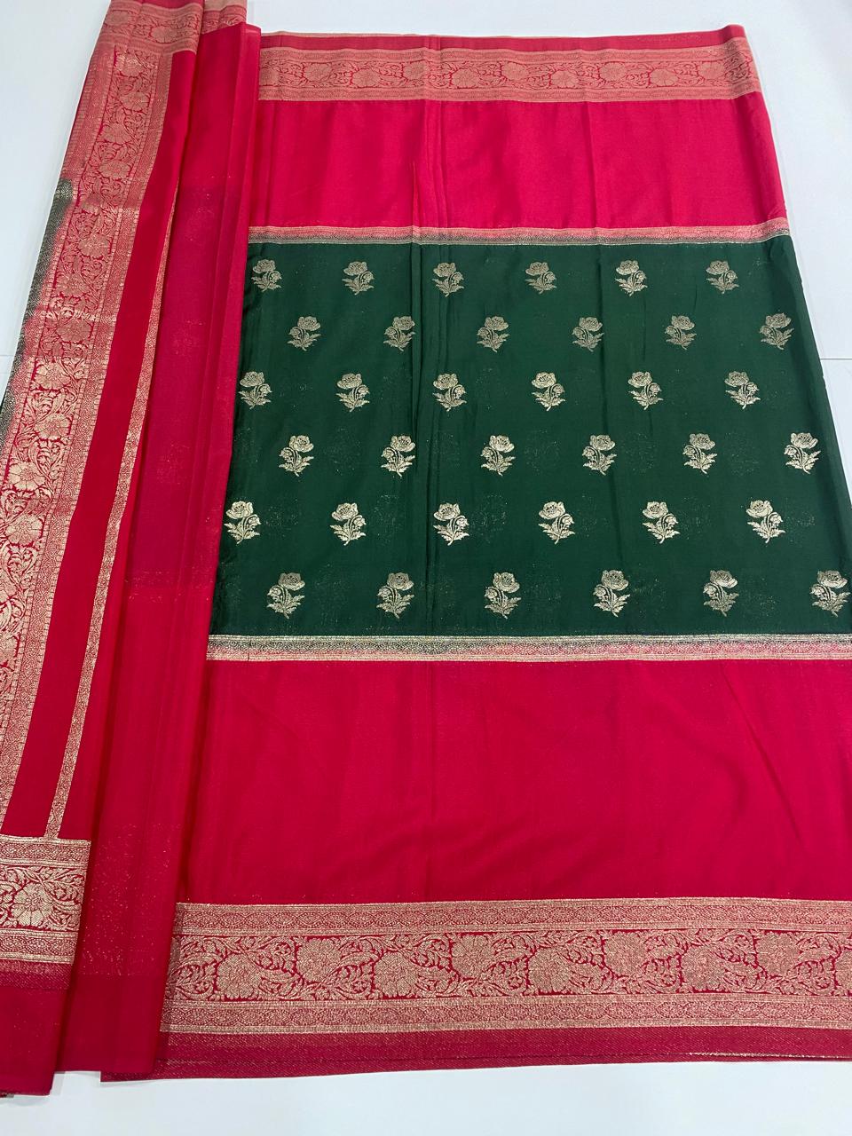Khaddi Georgette Big  Border Saree (2994A)