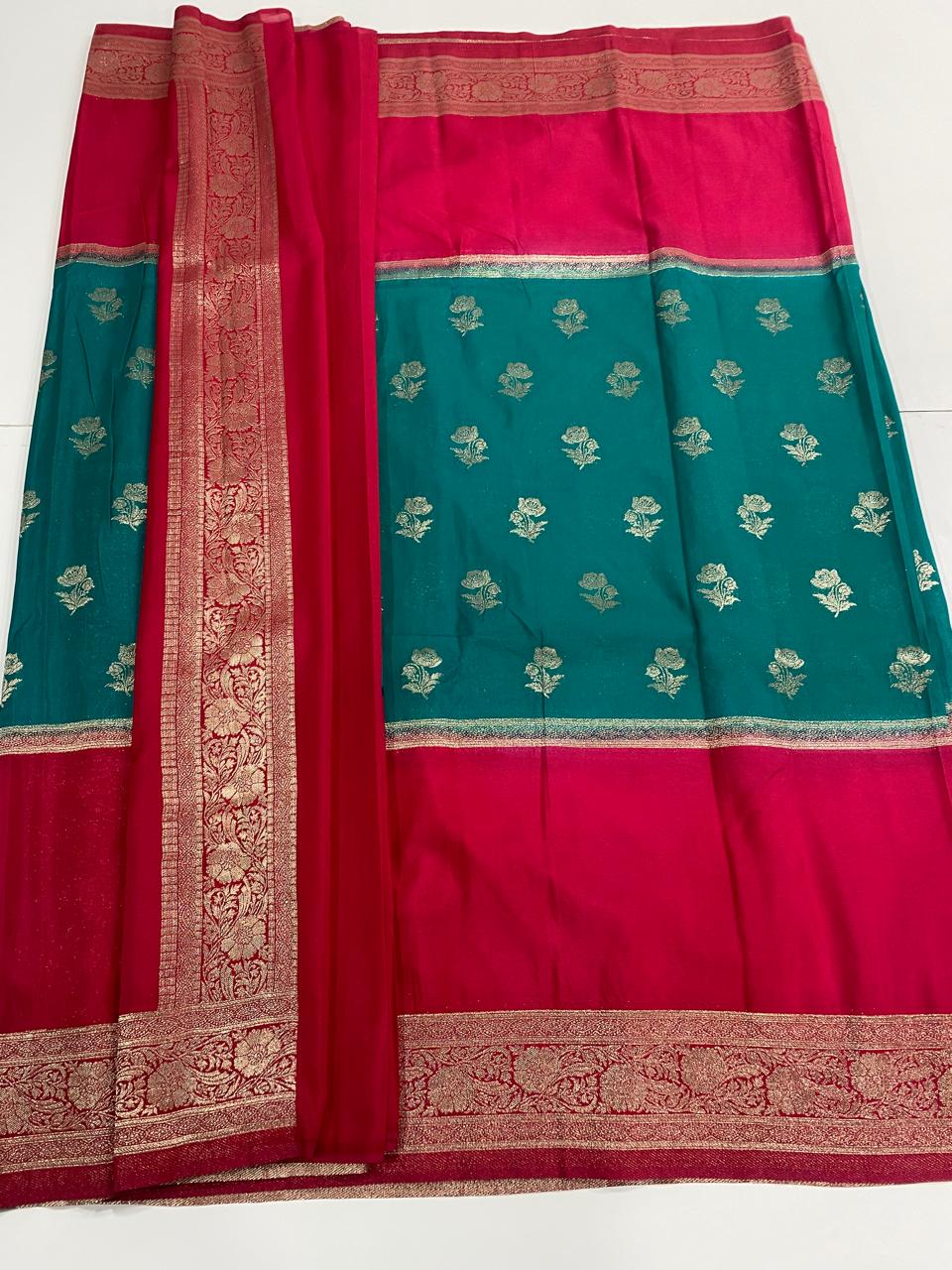 Khaddi Georgette Big  Border Saree (2994A)