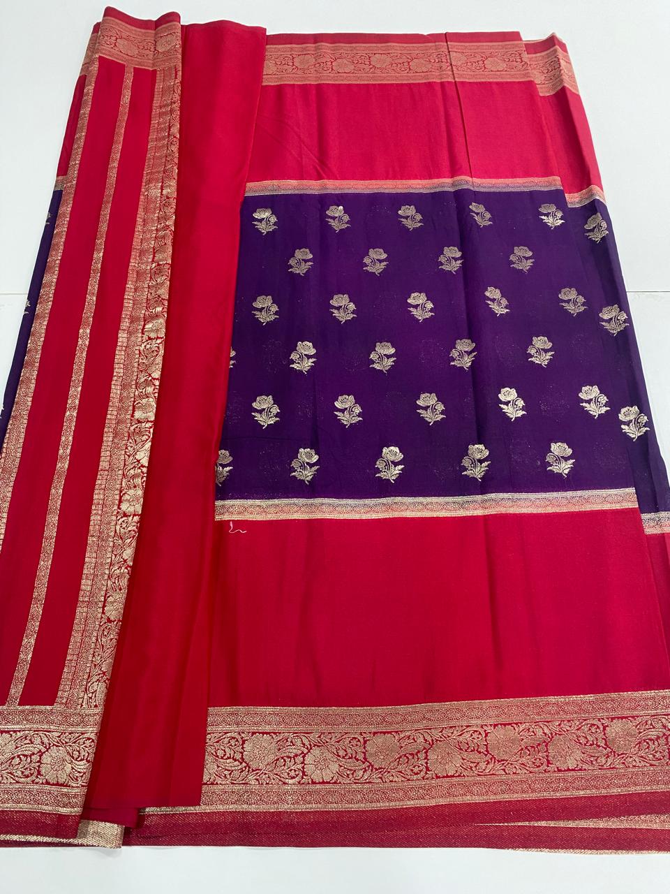 Khaddi Georgette Big  Border Saree (2994A)