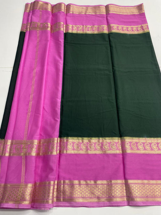 Mysore Crepe Bentex Border Saree  ( 3007-R )