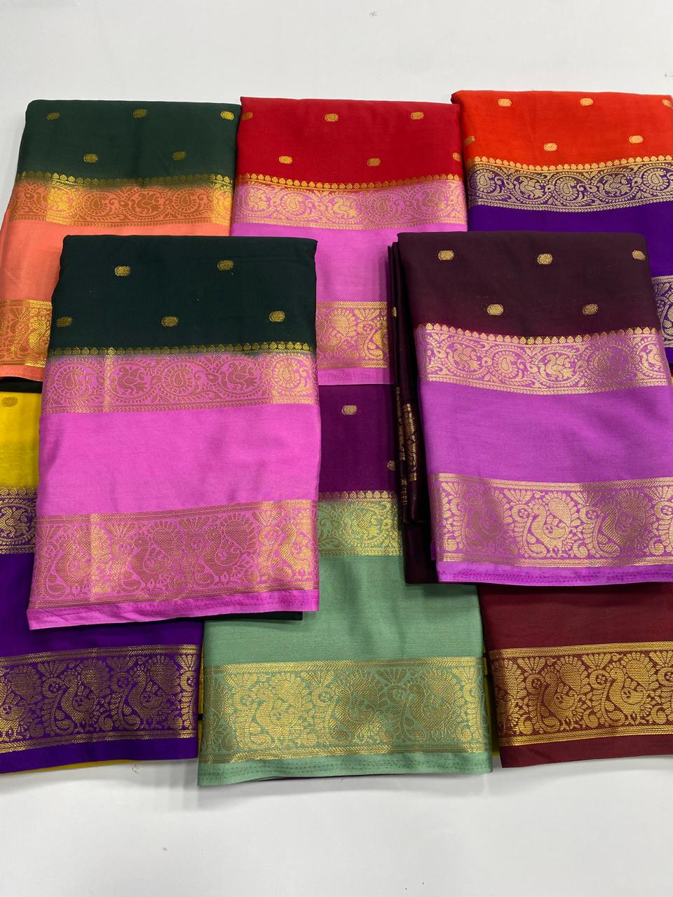 Mysore Crepe Butta Saree  ( 3002B-R )