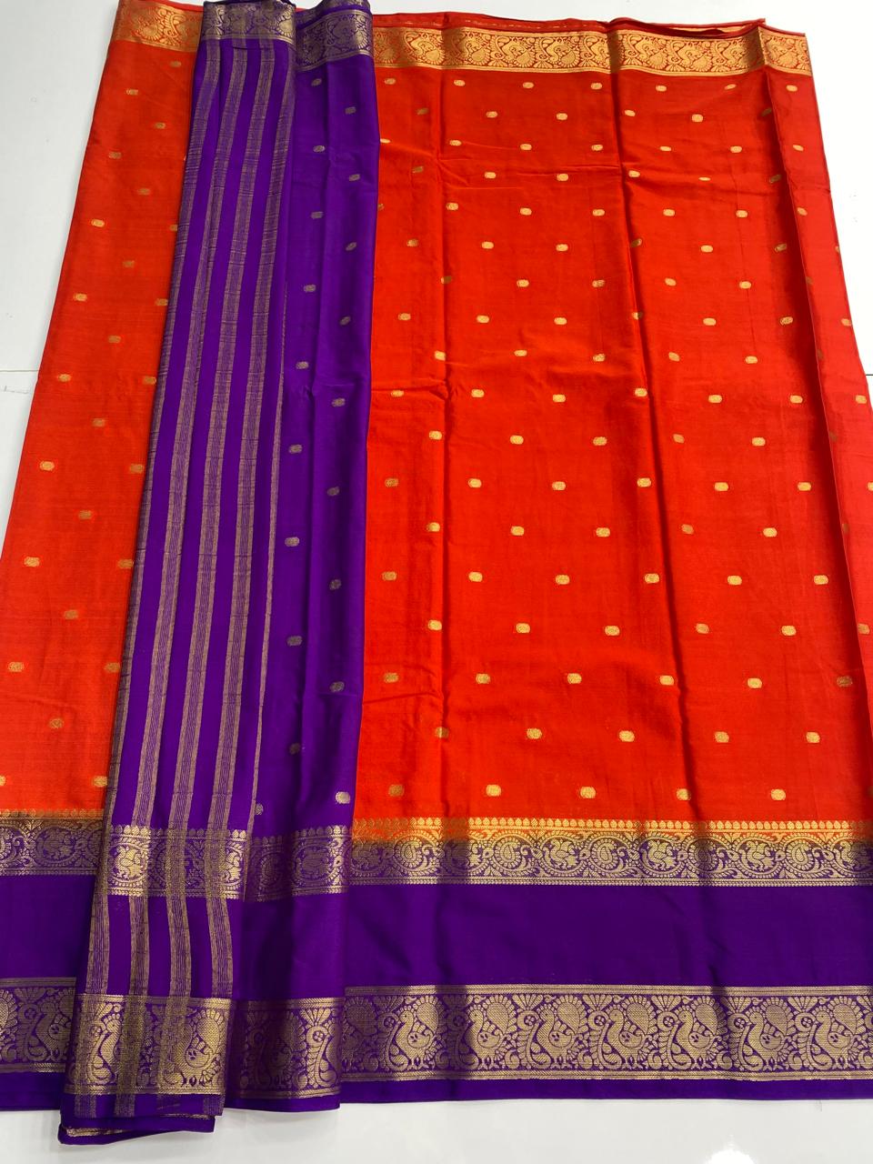 Mysore Crepe Butta Saree  ( 3002B-R )