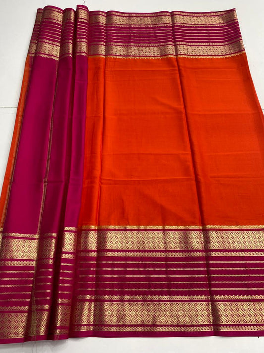 Mysore Crepe Bentex Border Saree  ( 3017-R )