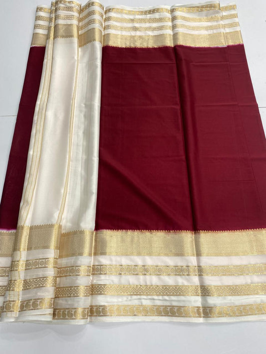 Mysore Crepe Bentex Border Saree  ( 3032-R )