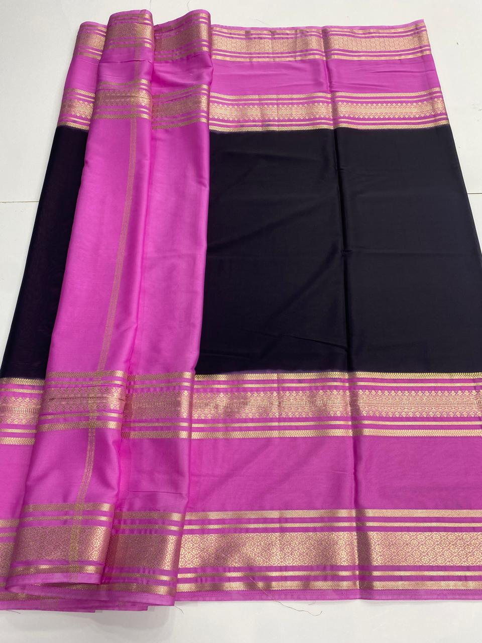 Mysore Crepe Bentex Border Saree  ( 3028-R )