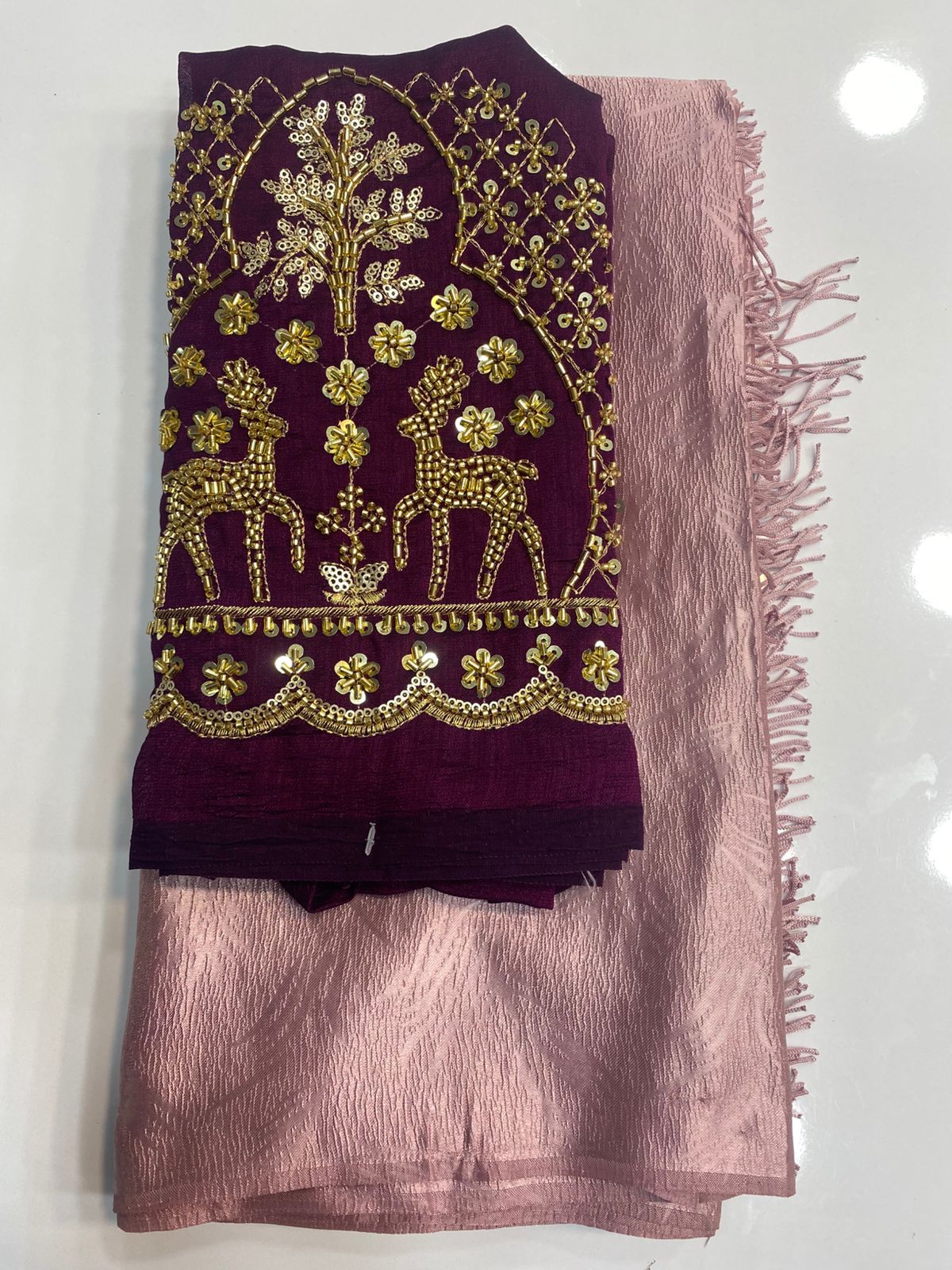 Fancy self Satin Saree (3104)