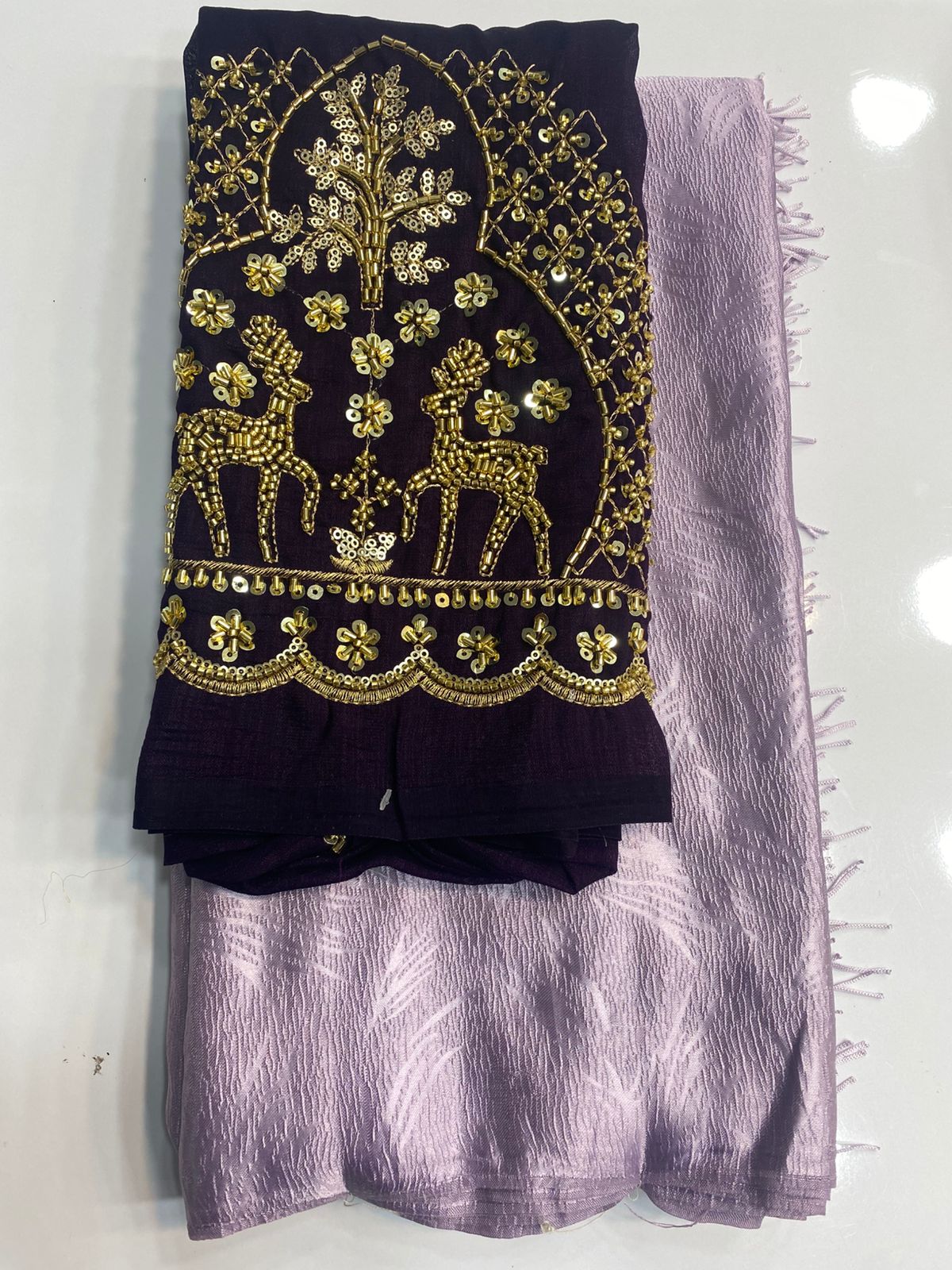 Fancy self Satin Saree (3104)