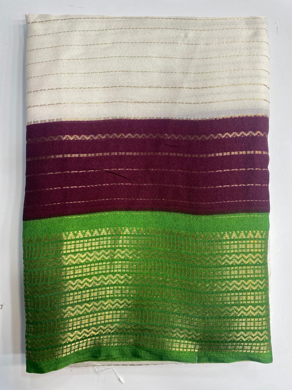 Georgette 3D Lines Saree (3108)