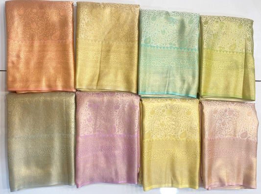 Semi Silk Tissue Broket Satin Saree  ( 3026-R )