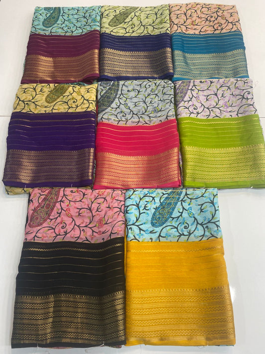Fancy Georgette Digital Print Saree  ( 3092-R48 )